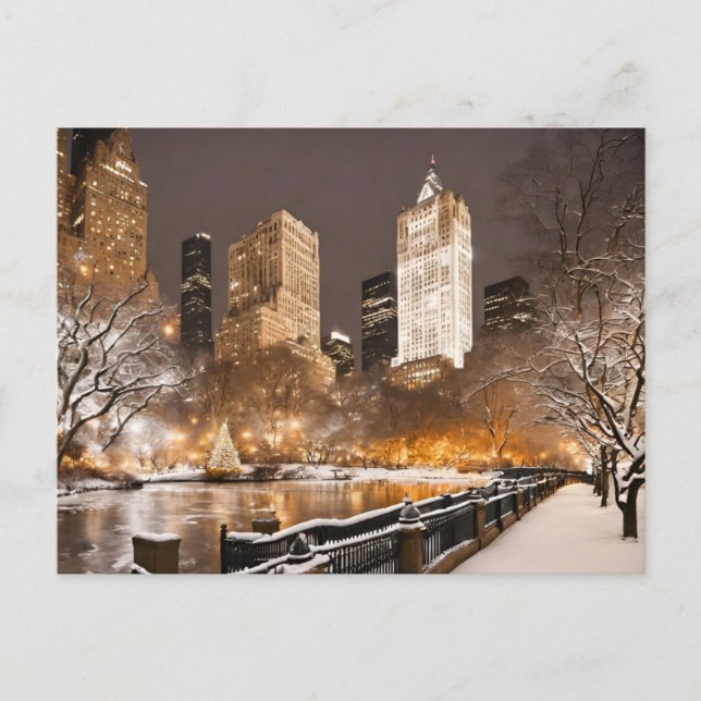 Postal de Navidades de la ciudad de Nueva York Sno (Anverso)