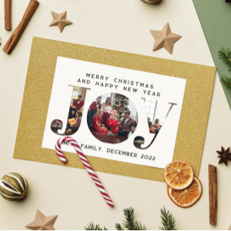 Postal de Navidades de la familia JOY 3 Personaliz