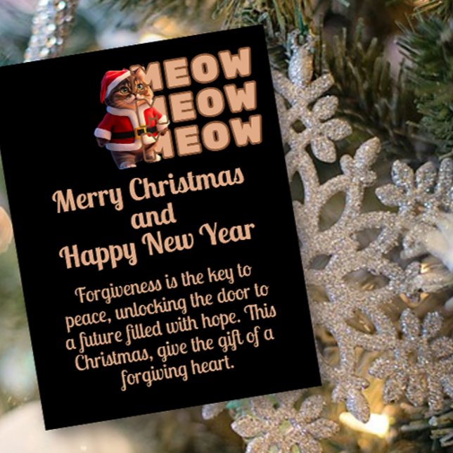 Postal de Navidades de Meow Meow Santa Cat (Subido por el creador)