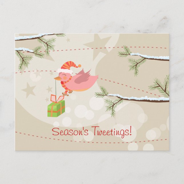 Postal de Navidades de pájaro de nieve (Anverso)