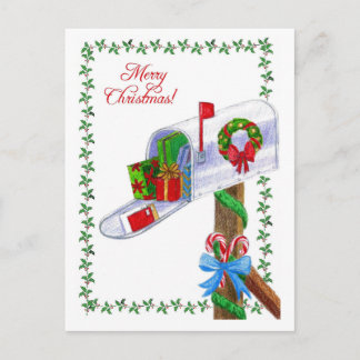Postal de Navidades de transporte de correo