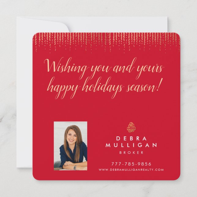 Postal de Navidades de vacaciones de Realtor Broke (Anverso)