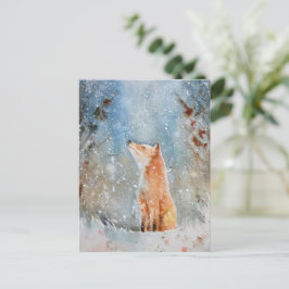 postal de Navidades de Water Color Fox