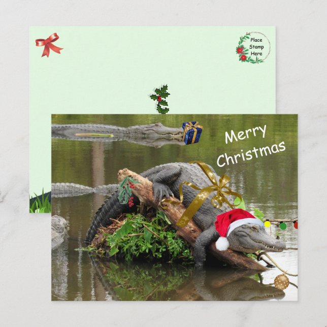 Postal de Navidades del lagarto estadounidense (Anverso / Reverso)