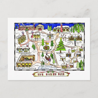 Postal de Navidades del mapa del Polo Norte