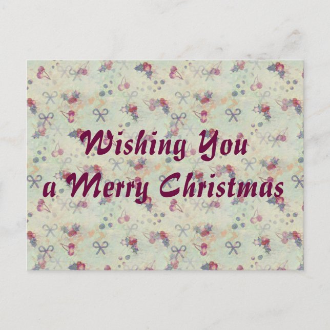 Postal de Navidades Holly, Cherries y Bows (Anverso)