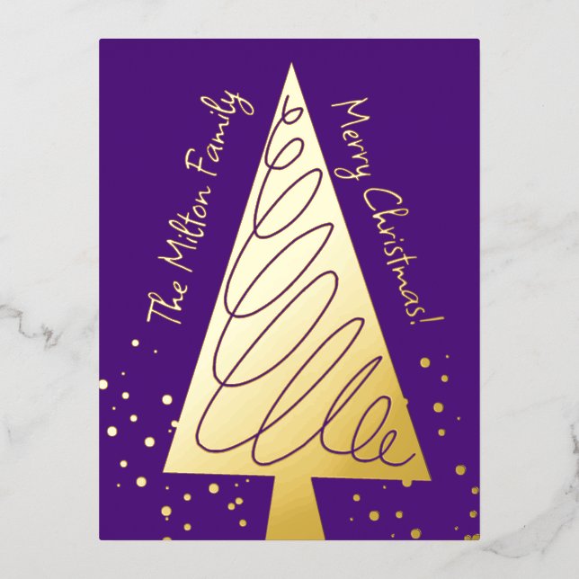 Postal de Navidades modernos de Relieve metalizado (Anverso)