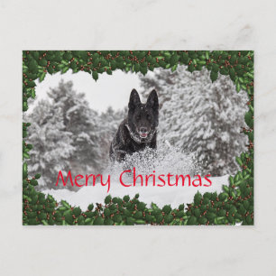 Postal de Navidades personalizados con perro negro