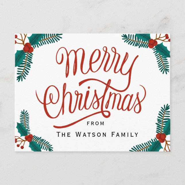 Postal de navidades, tarjeta de vacaciones feliz (Anverso)