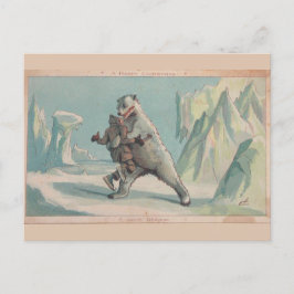 Postal de Navidades victorianos de oso polar