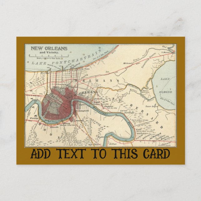 Postal de New Orleans Map 1900 (Anverso)