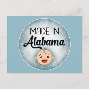 Postal de niño nuevo azul para bebé de Alabama