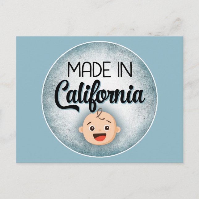 Postal de niño nuevo azul para bebé de California (Anverso)