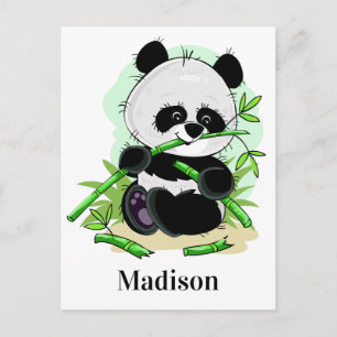 postal de nombre personalizado de Cute Panda