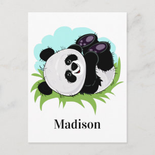 postal de nombre personalizado de Cute Panda