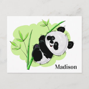 postal de nombre personalizado de Cute Panda
