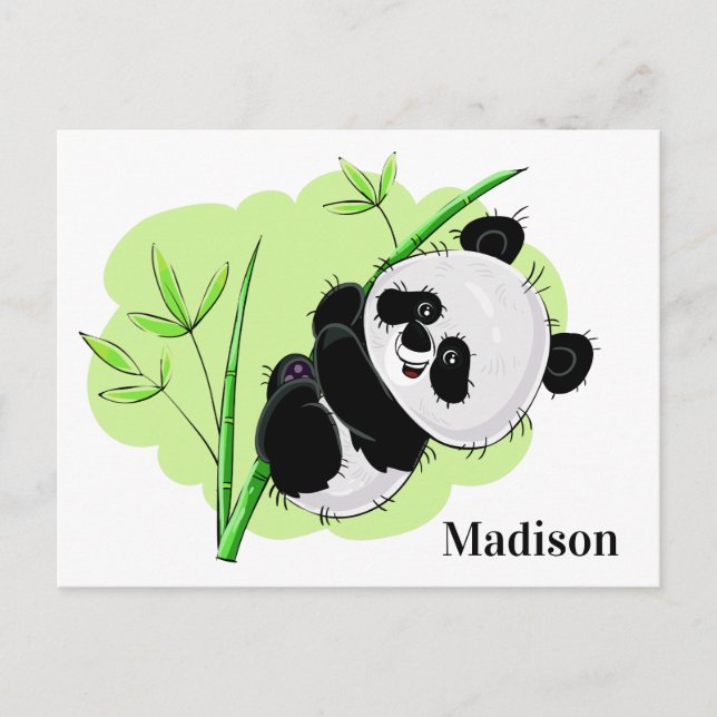 postal de nombre personalizado de Cute Panda (Anverso)
