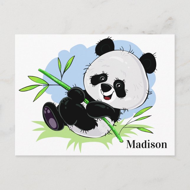 postal de nombre personalizado de Cute Panda (Anverso)