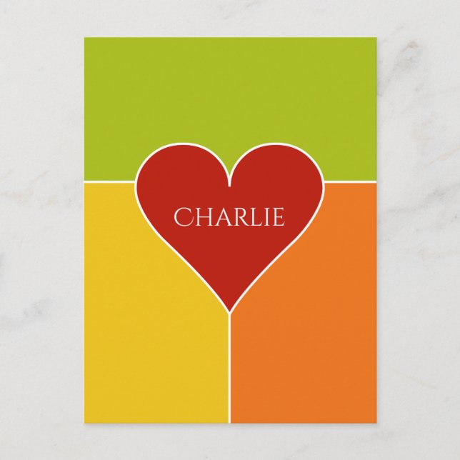 postal de nombre personalizado de patrón de corazó (Anverso)