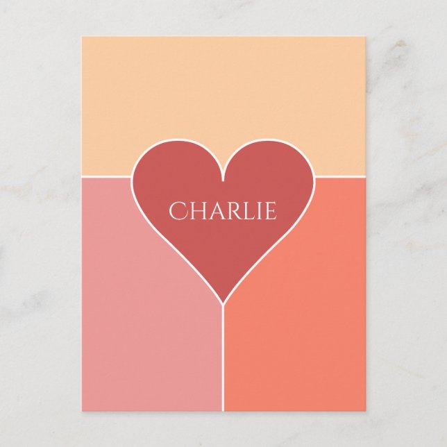 postal de nombre personalizado de patrón de corazó (Anverso)