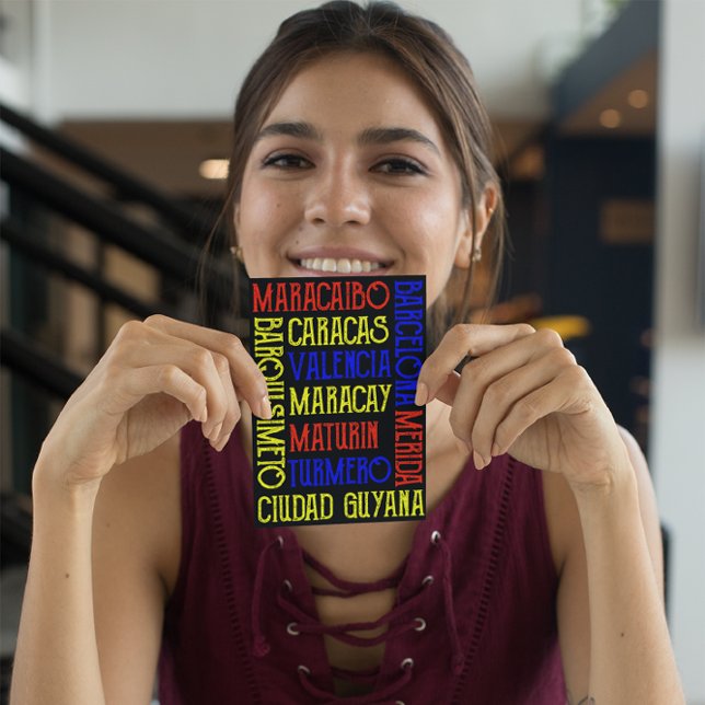 Postal de nombres de ciudades de Caracas (Venezuela Flag City Names Postcard)