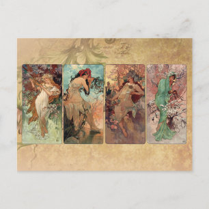 Postal ~ de Nouveau del arte las cuatro estaciones