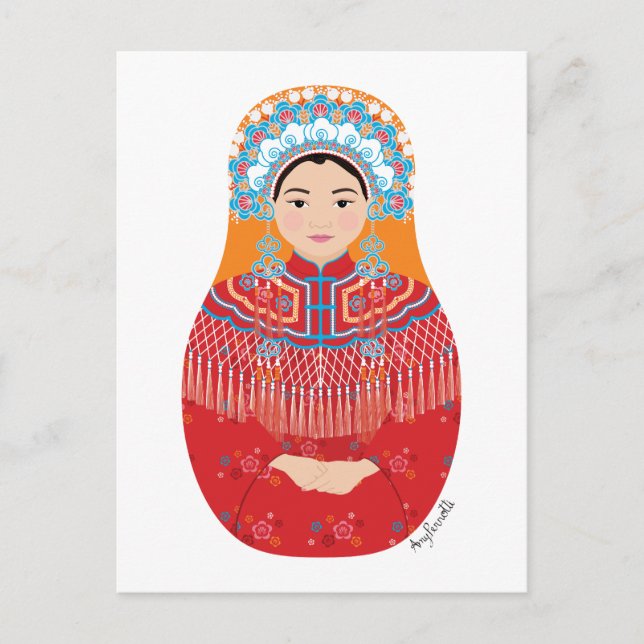 Postal de novia china Matryoshka (Anverso)