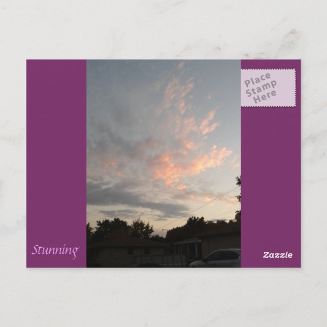 Postal de nubes azul morado y claro (Reverso)