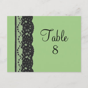 Postal de número de tabla de encaje francés (verde