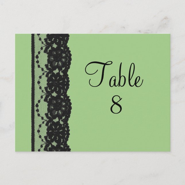 Postal de número de tabla de encaje francés (verde (Anverso)