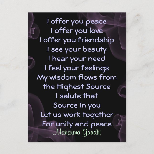 postal de oración por la paz (Anverso)