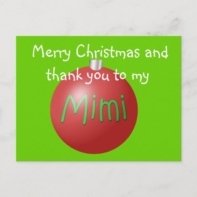 Postal de ornamento de Navidad Mimi (Anverso)