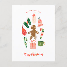 Postal de ornamento navideño ilustrada