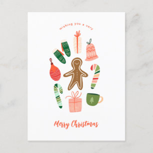 Postal de ornamento navideño ilustrada