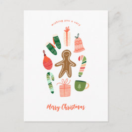 Postal de ornamento navideño ilustrada