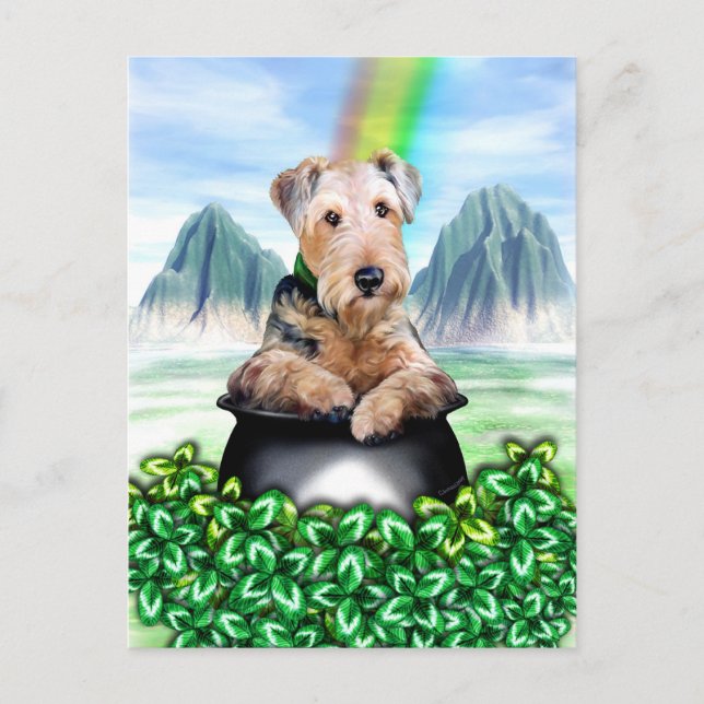 Postal de oro de Airedale Terrier (Anverso)