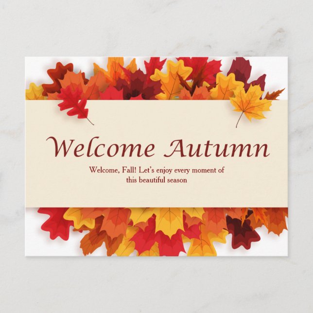 Postal de otoño amarilla y Naranja simple bienveni (Anverso)