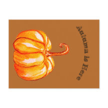 Postal de otoño con calabaza