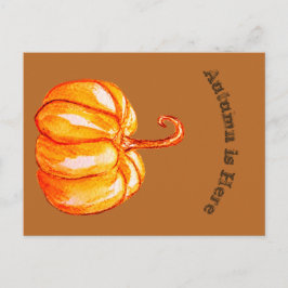 Postal de otoño con calabaza