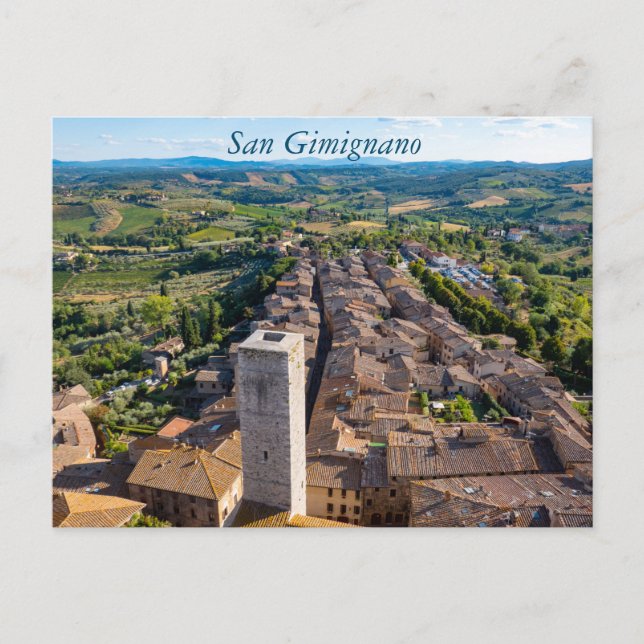 Postal de paisaje urbano de San Gimignano, Toscana (Anverso)