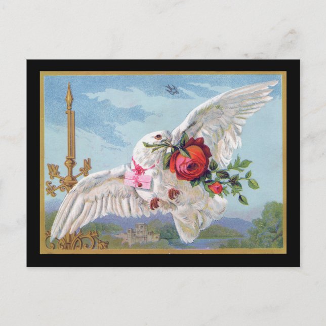 Postal de paloma romántica (Anverso)