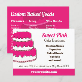 Postal de panadería rosa con pasteles de sabores d