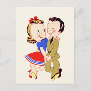 Postal de pareja de baile de época