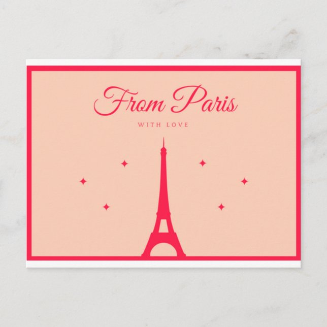 Postal De París con amor - Letras rojas (Anverso)