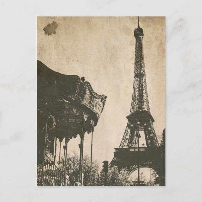 Postal de París vintage, Torre Eiffel (Anverso)