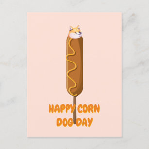 Postal de parodia de perro de maíz feliz