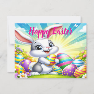 Postal de Pascua Adorable con Bunny