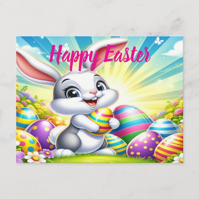 Postal de Pascua Adorable con Bunny (Anverso)
