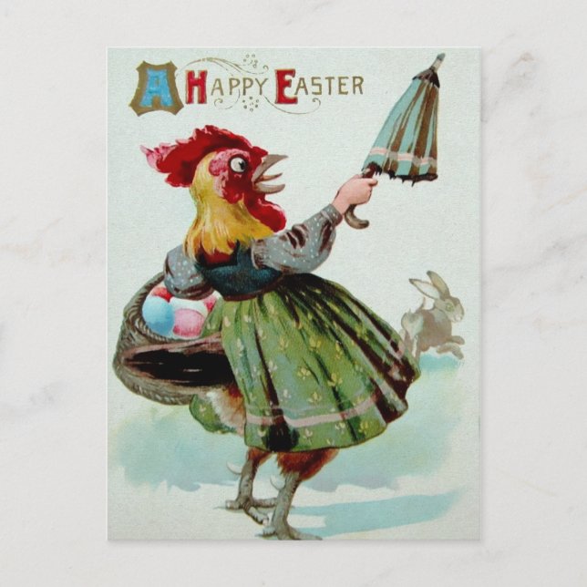 Postal de Pascua de Pollo Vintage (Anverso)