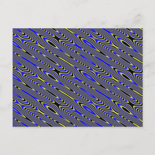 Postal de patrón giratorio azul negro y amarillo (Anverso)